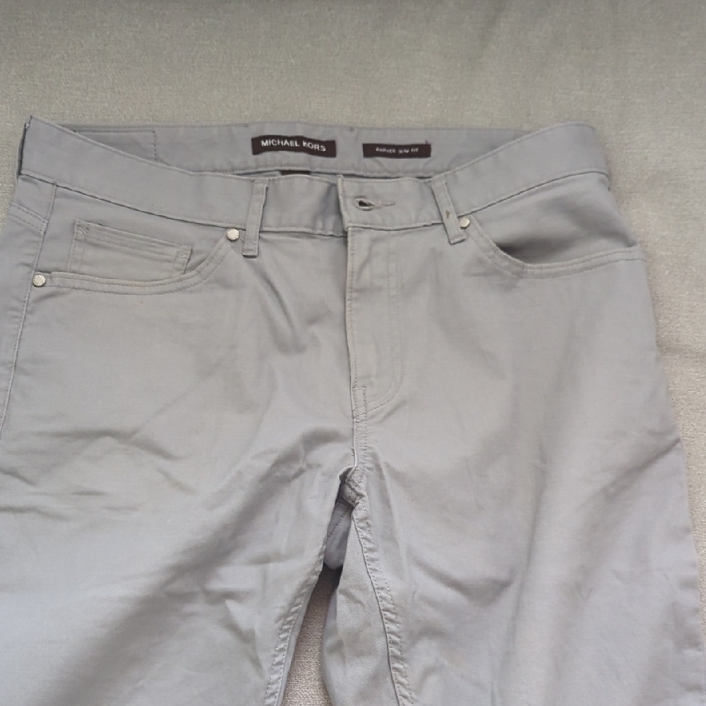 Michael Kors Parker Slim Fit Gray Chino Pants, 31x32